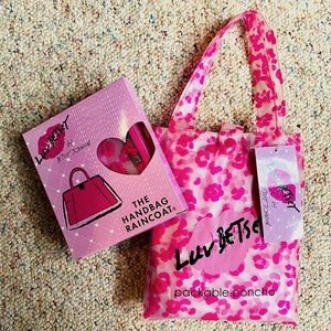 Luv Betsey Women's Reusable Rain Poncho and Handbag Raincoat in Pink Leopard
